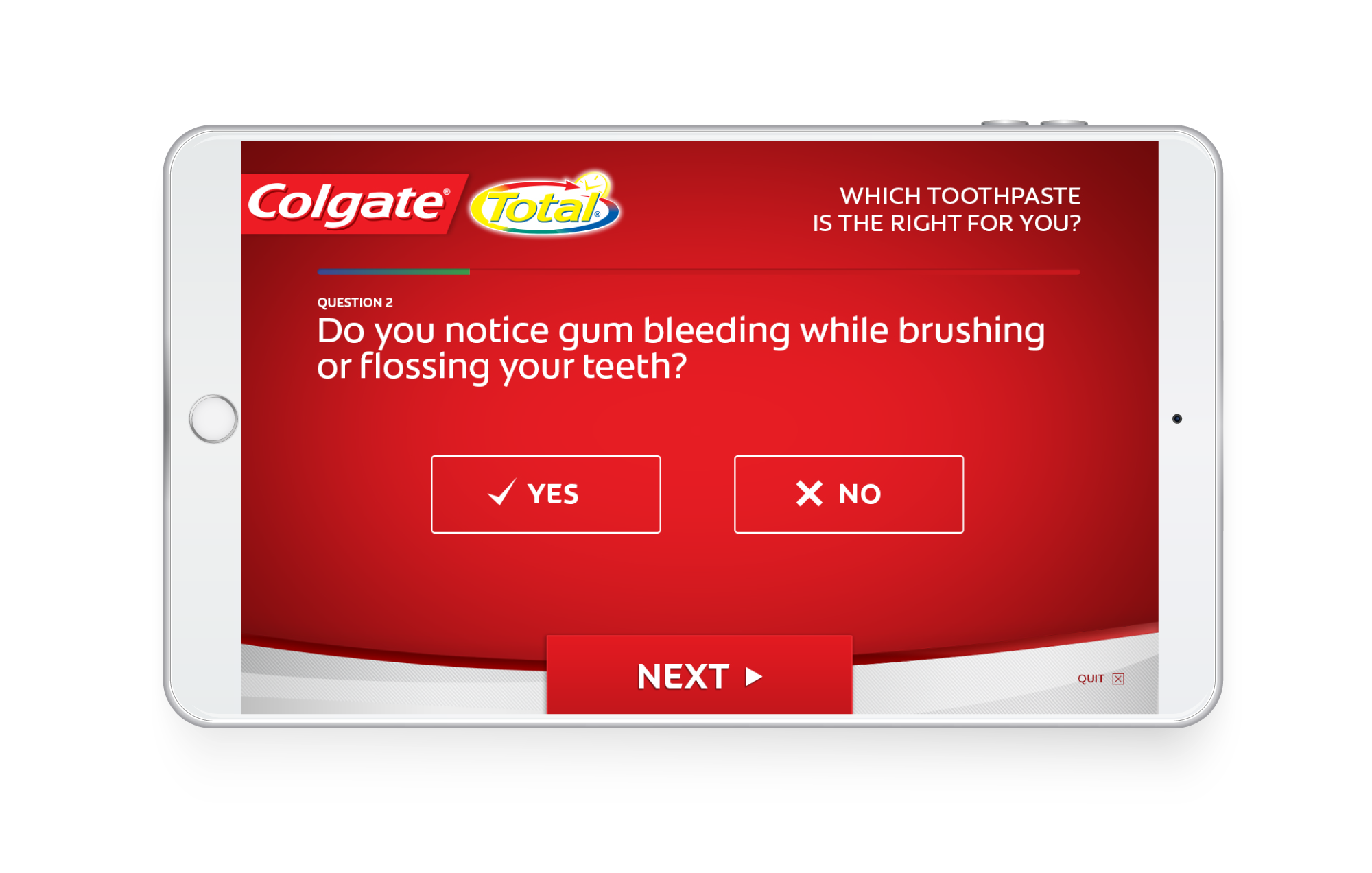 aplikacja mobilna Colgate Quiz